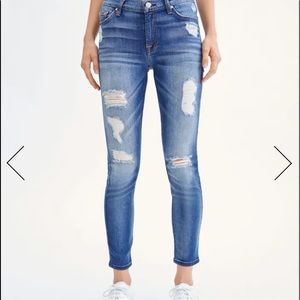 7 For All Mankind The Ankle Skinny Distressed Jean